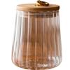 Qianxing Striped Glass Storage Jar Set with Bamboo Lids