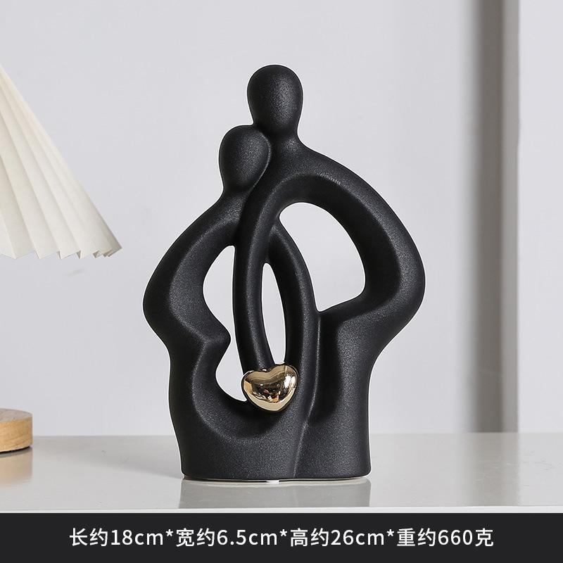 Ceramic Figure Figurines Modern Decoration Home Sculpture Nordic Decorative Abstract Couple Statue Living Room Crafts Ornaments