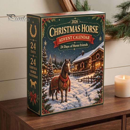 Family Festive Activity Toys Christmas Pony Advent Calendar, 24-Day Acrylic Ornament Set with Mini Cute Collection Horse Figures, Tree Hanging