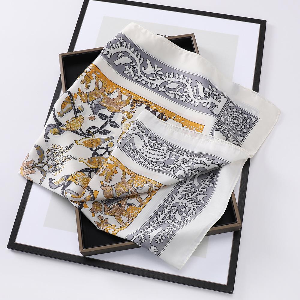 New Spring Travel 70 Small Silk Scarf Imitation Silk Square Scarf Women's Fashion Chain Small Scarf High Grade Scarf