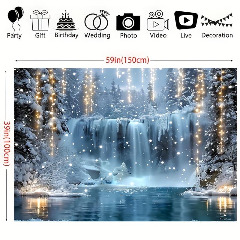 Christmas Fantasy Background Fabric - Bright Waterfalls and Sequin Lights Retro Elements Polyester Outdoor Decoration