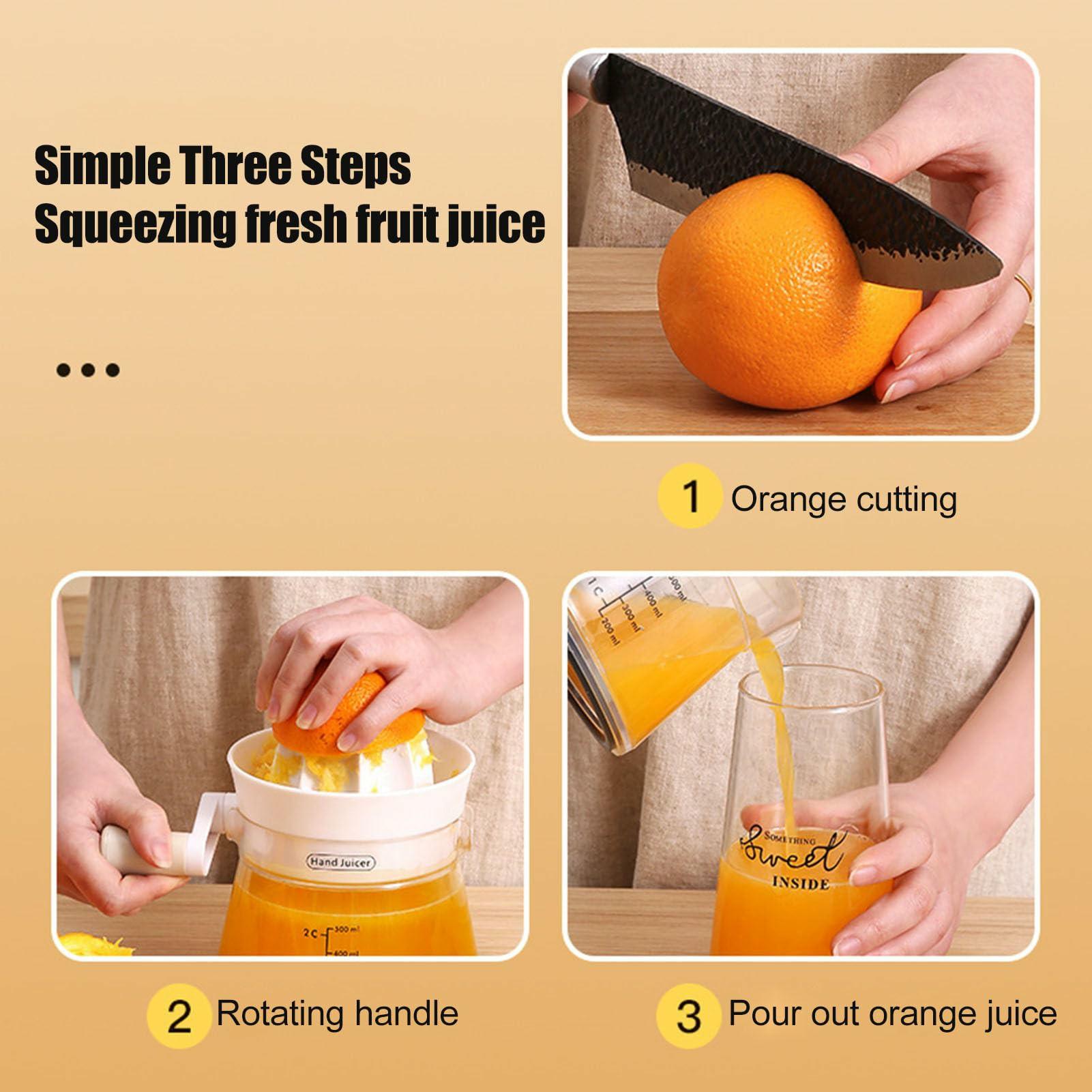 

Manual Juicer Rotating Hand Crank Citrus Juicer Fruit Squeezer for Orange Lemon Watermelon (BPA Free,No FDA) Orange