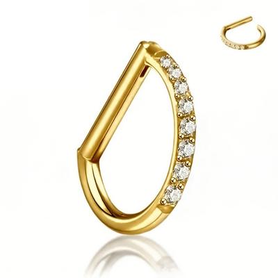 CZ 16G Septum Ring D Shape Body Piercing Jewelry Nose Ring Hoop Conch Helix Piercing