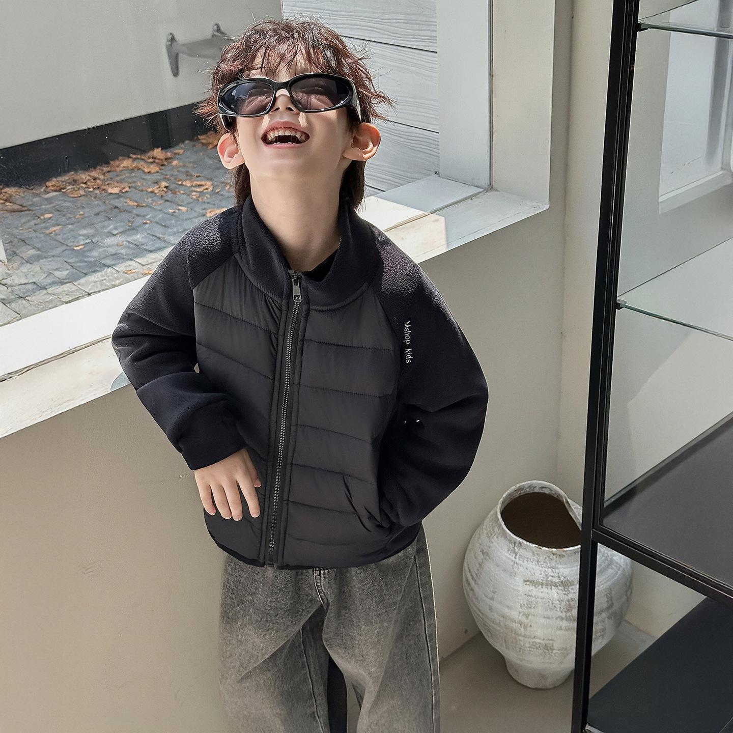 

Модные детские лоскутные куртки и легкие топы для мальчиков на осень и зиму 160cm