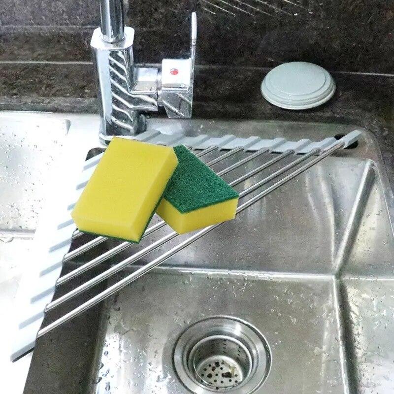 Kitchen Sink Water Filter Rack Foldable Triangular Sink Storage Rack Drain Rack Stainless Steel Storage For Bowls And Chopsticks