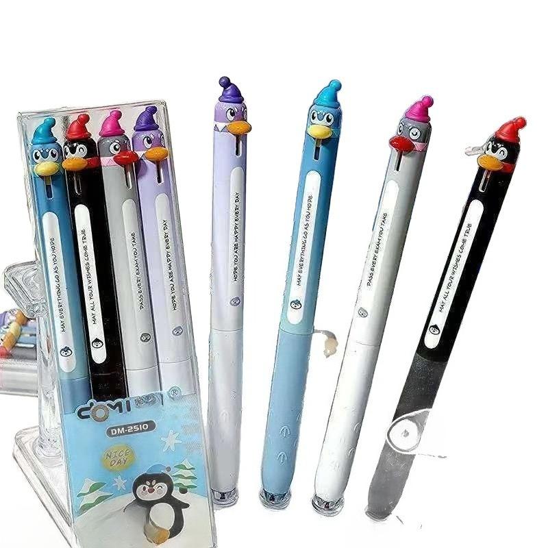 12Pcs Cute Cartoon Penguin Ballpoint Pen 0.5mm Quick Drying Black Gel Pen Creative Writing Pen Student School Office Supplies
