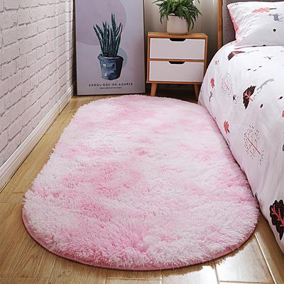 Oval-shaped Plush Carpets For Living Room Fashion Pink Fluffy Rugs Bedside Long Pile Anti-slip Floor Mats Home Decoration Bedroom Door Carpets