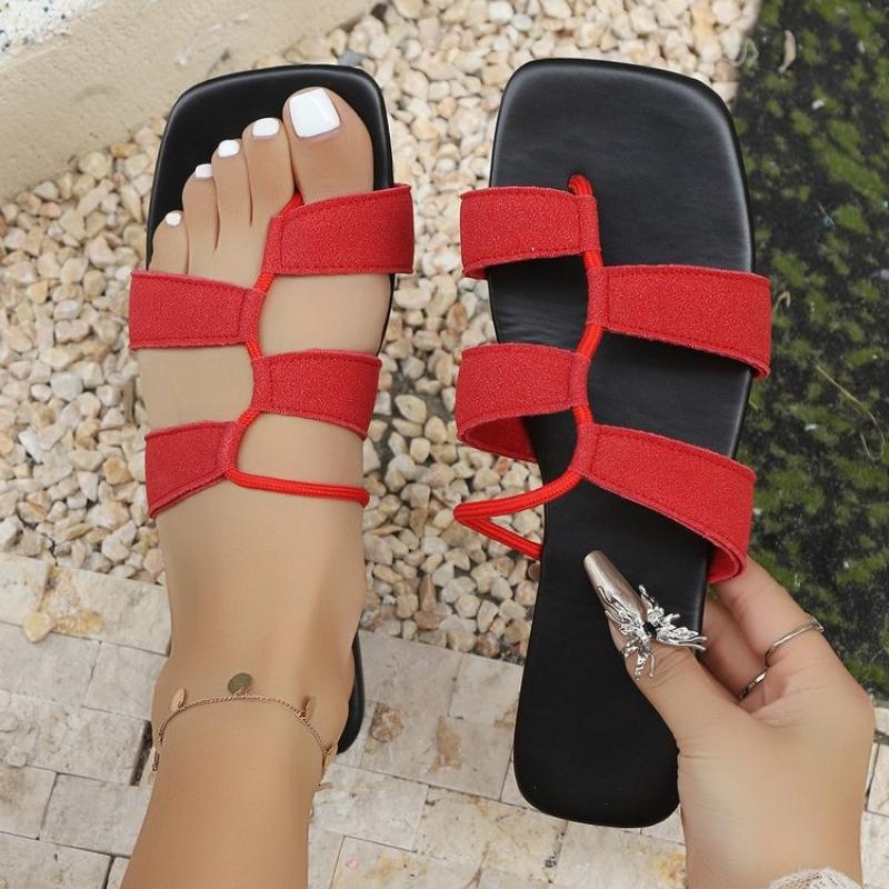 Fashion Classics White Soft Sole Women Slippers PU Leather Summer Hot Sale Square Toe Slides Outdoor Walking Anti Slip Ladies Flip Flops