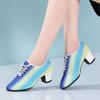 Women Shoes Oxford Practice Latin Dance Shoes Square Canvas Ballroom Dance Shoes Net Teacher Shoes for Women Sports