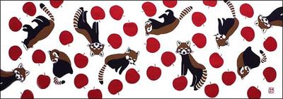 Dyeing Anbo Tenugui "Red Panda" Hand Towel, Authentic Dyed, 100% Cotton, Tokuoka, Made In Japan, 35cm X 100cm