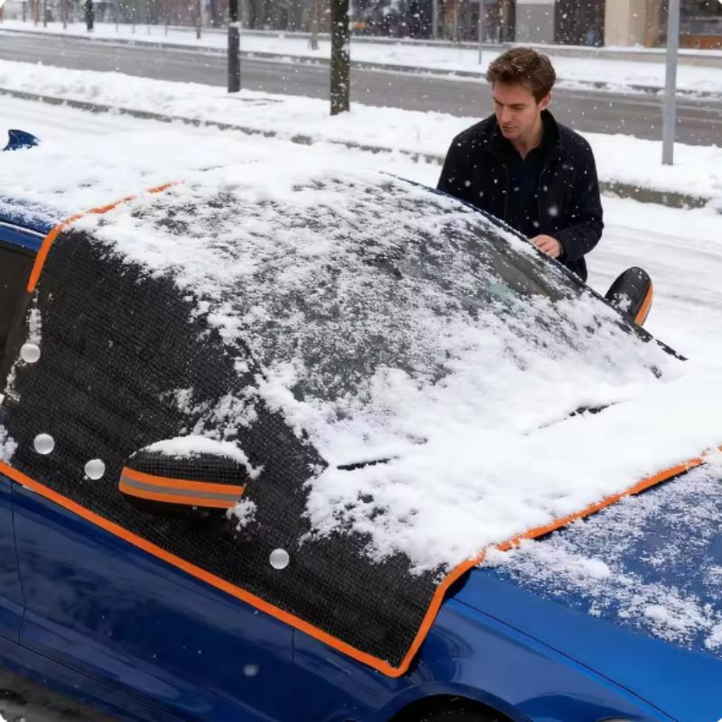 Universal Magnetic Car Windshield Snow Cover Waterproof Oxford Cloth Guard Windproof Car Windshield Snow Cover With Strap