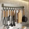 Porte-crochets de cuisine Mural Sans perçage Rangement Ustensiles de cuisine Rangée Porte-crochets Salle de bain Porte-manteaux Robe Serviette
