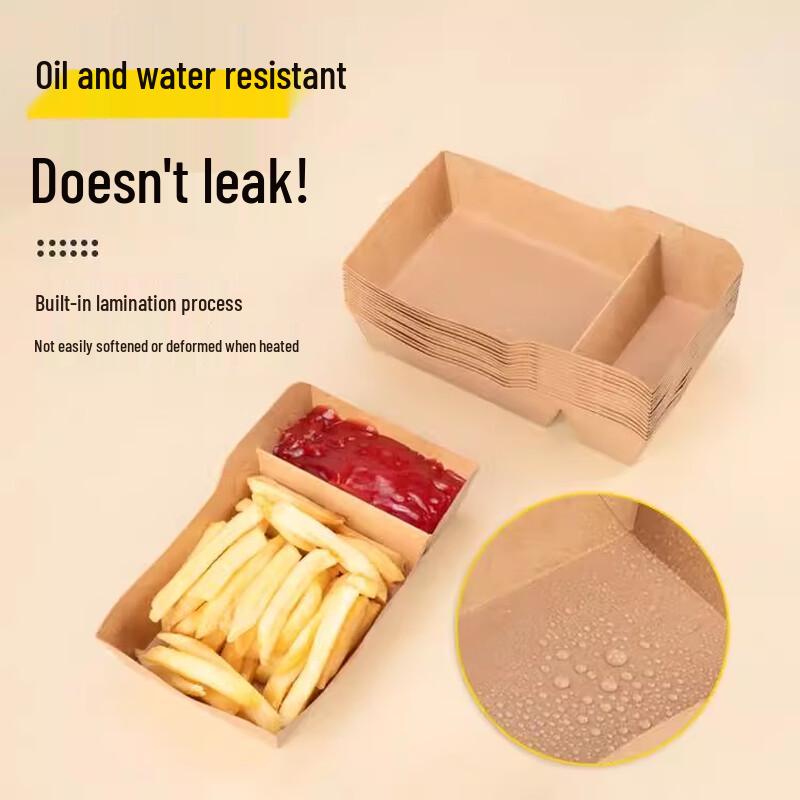 Miaojiayi Einweg Kraftpapier Doppelabteil Boot Takeout-Boxen