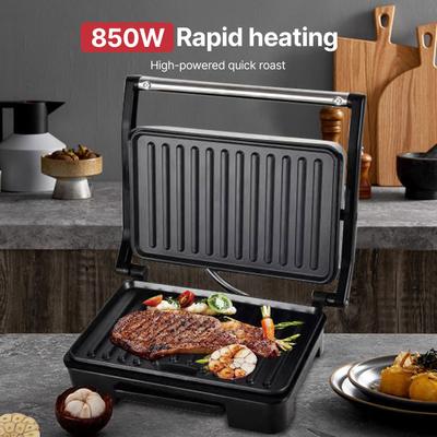 Portable Panini Grill Press Sandwich Maker Up To 6 Slices 850W Double Side Heating Non-Stick Coated