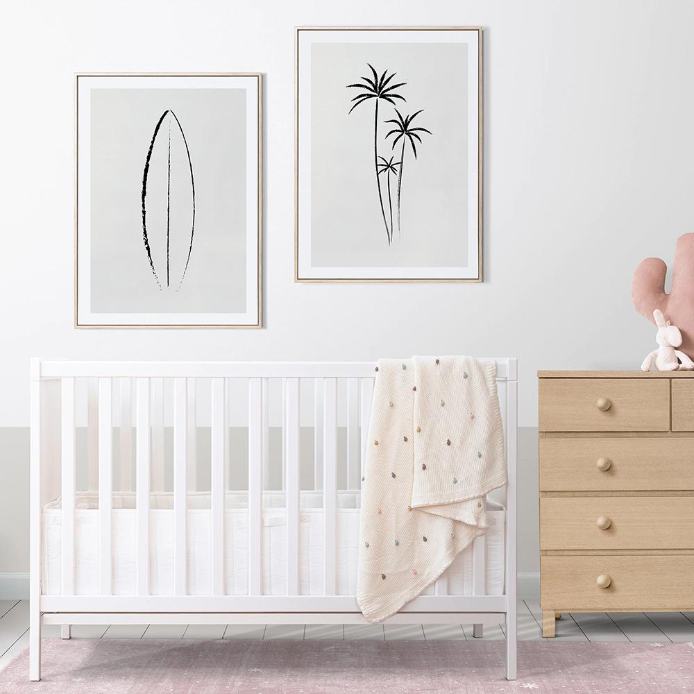 Surfboard And Palm Trees Wall Art Canvas Painting Nordic Posters And Prints Neutral Beach Wall Pictures Kids Nursery Room Decor No Frame