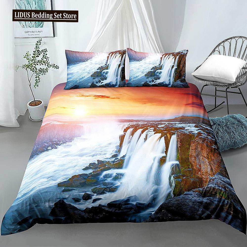 Beautiful Scenic Duvet Cover Set 3D Print Landscape Bedding Set Polyester Comforter Cover With Pillowcases For Kids Men Women