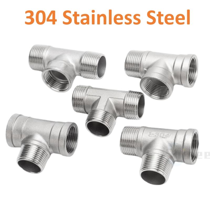 DN6/DN8/DN15/DN25 male+male+Female Threaded 3 Way Tee T Pipe Fitting 1/4" 1/2" 3/4" 1" 1-1/4" BSP Threaded 304 Stainless Steel