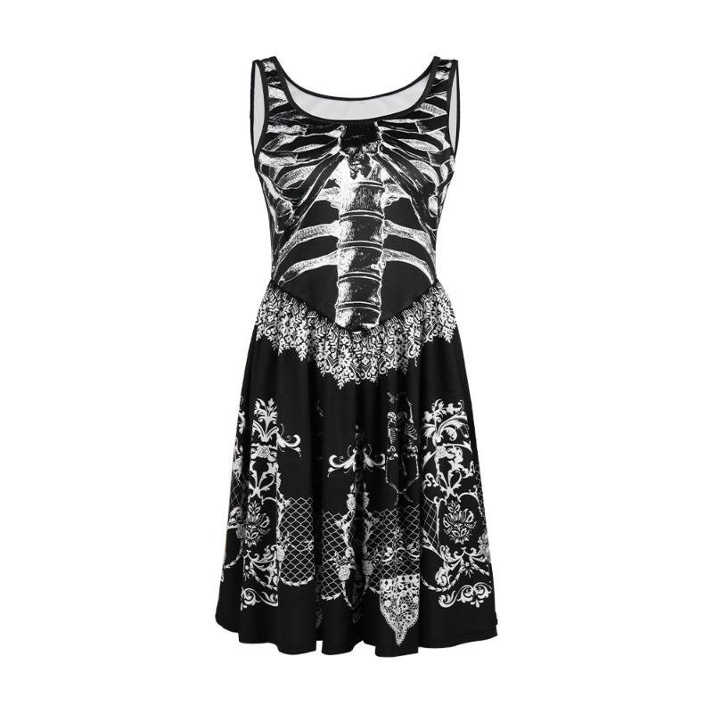 Printed Adult Sleeveless Dress Halloween Bash Cosplay Costume