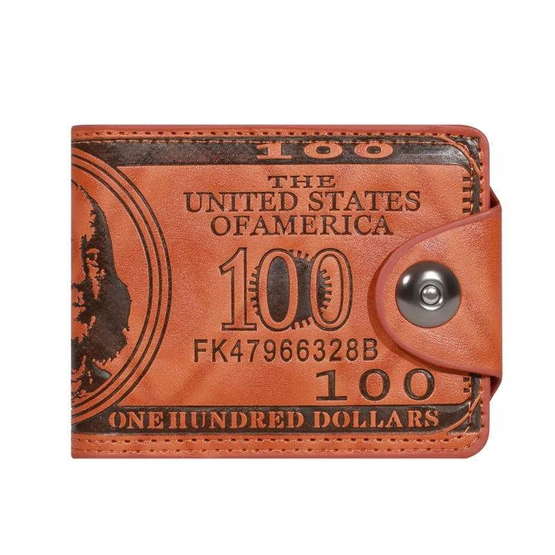 Men's Wallets With 100 US Dollar Pattern Male PU Leather High Quality Photo Card Holder Case Fashion Large Capacity Purse Bag
