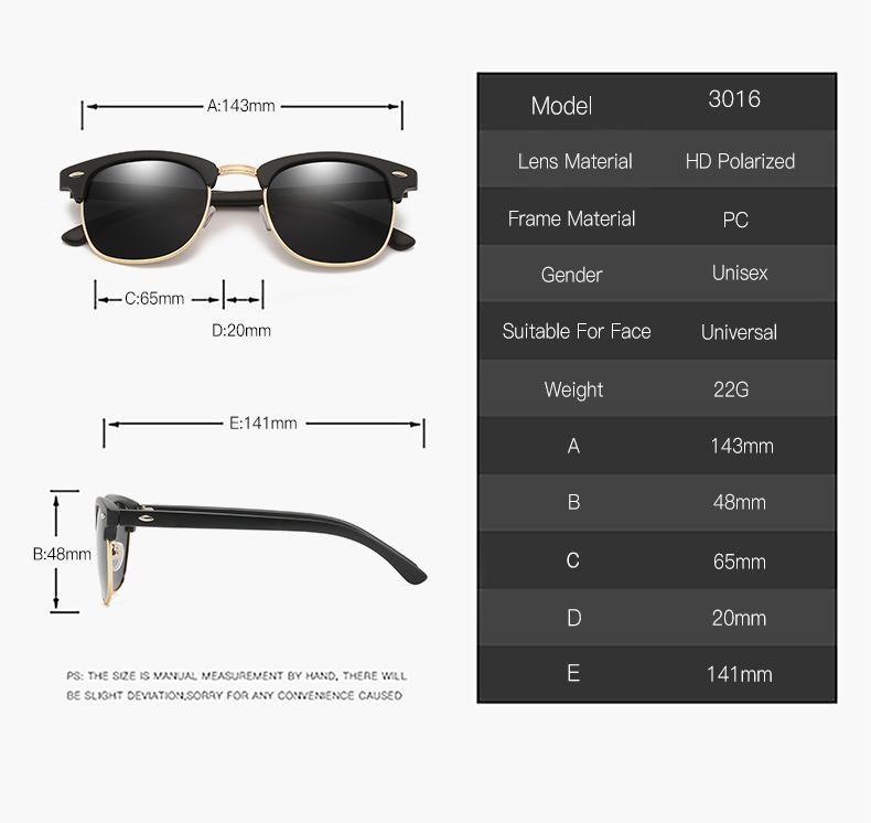 New Style: 1PC Plastic Polarized Sunglasses Unisex Trendy Versatile Retro Style