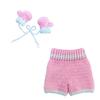 Solid Color Blue Knitted baby Photo Props 1 Set Boxer Pink Girl Crochet Set Baby Bath Gift Studio Photography Shooting Supplies