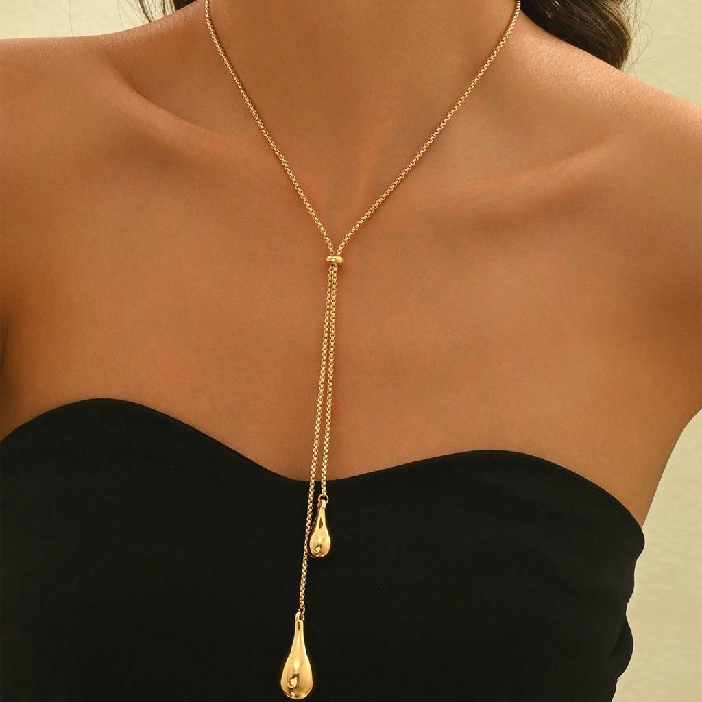 Cold Wind Light Luxury Niche Gold Water Drop Pendant Necklace