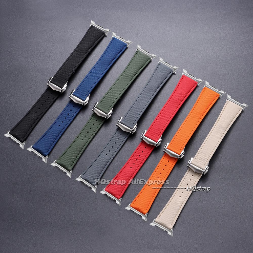 FKM Rubber Watch Strap for Samsung Galaxy Watch Ultra 47mm Bracelet for Galaxy Watch 7 47mm No Gap Wrist Band for Women Men Band
