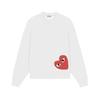 Relaxed Fit Cotton Sweatshirt With Heart Print Long Sleeve Crew Neck Fleece Lined Unisex Winter Casual Top