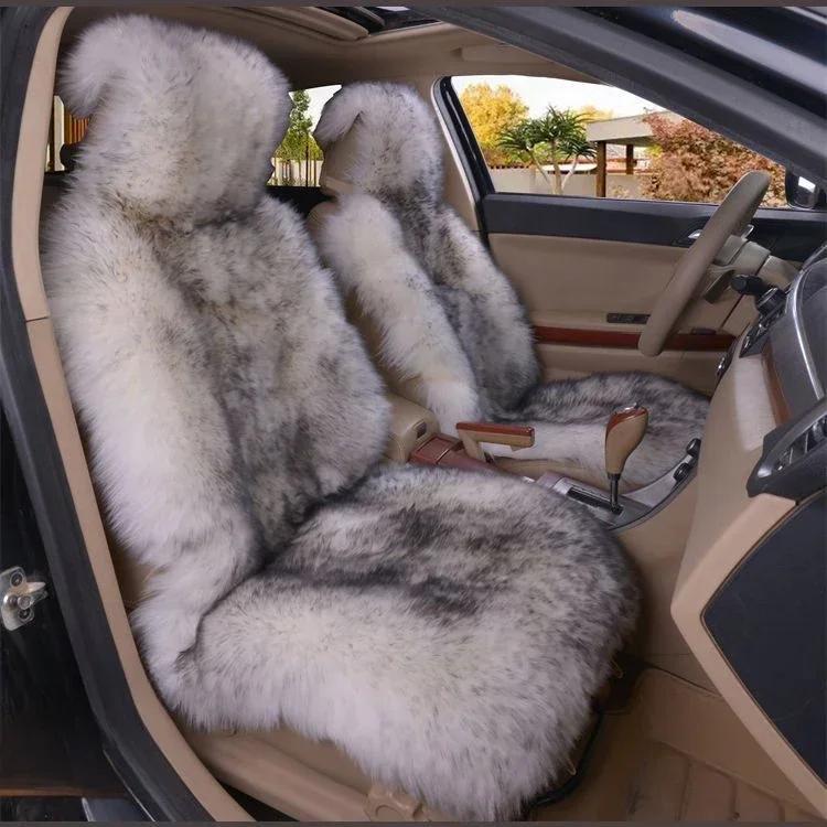 Ciepłe pluszowe pokrowce na siedzenia samochodowe Uniwersalne Długie Futro Wełniane Poduszka Ochronna na Przednie Siedzenie Samochodowe Mata do Akcesoriów Samochodowych Ochraniacz na Siedzenie Samochodowe