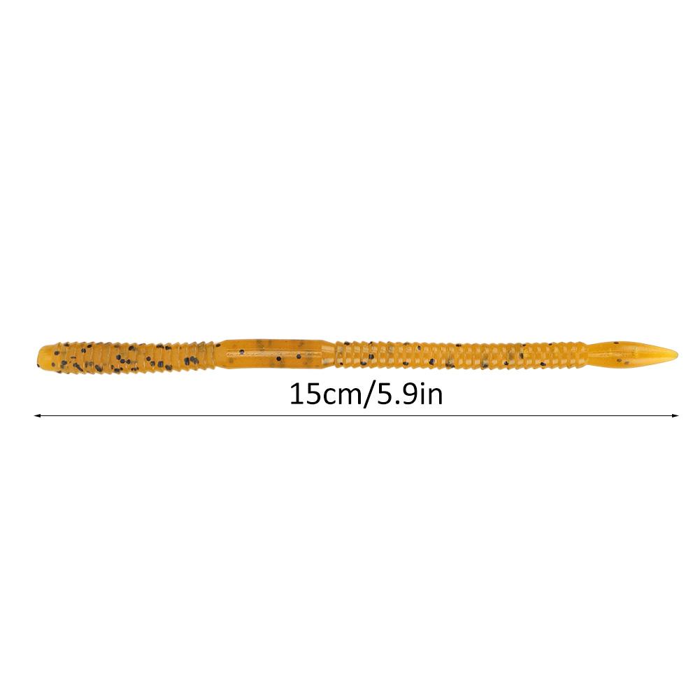 10 Stück Weiche Angelköder Künstliche Würmer Simulation Regenwurm Fischköder Zubehör 15cm braun mit schwarzen Punkten