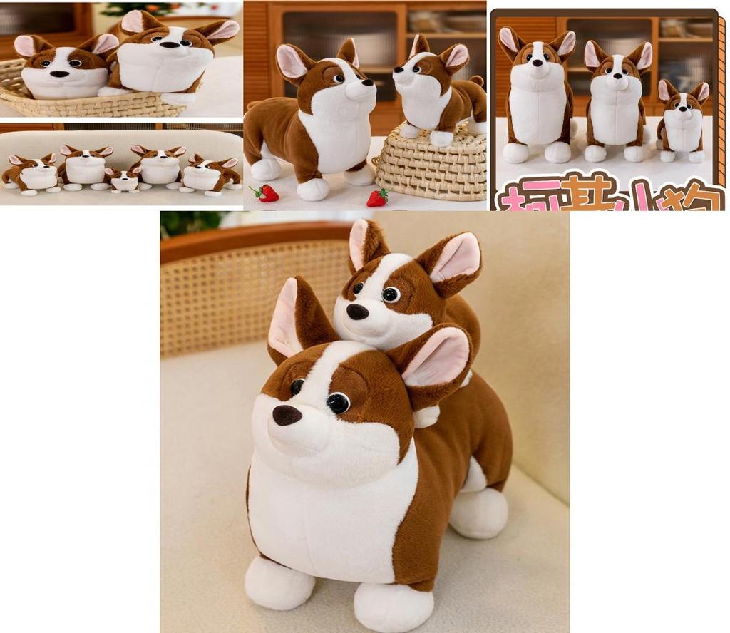 Niedliches Corgi Plüschtier Entzückende Stofftierpuppe für Kinder Weiches Teddybär Spielzeug Geburtstagsgeschenk für Mädchen 23cm Höhe