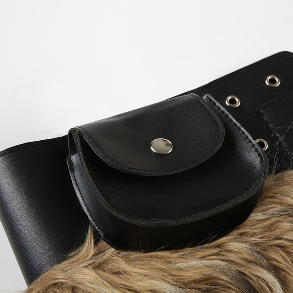 Zinc Zinc Alloy Hip-hop Belt Vintage PU Waist Bag Elegant Fur Tassels Waistband  Streetwear