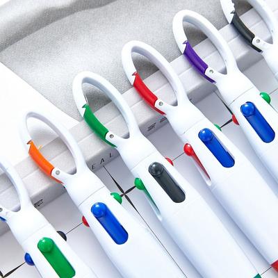 1pcs Portable Plastic Ballpoint Pen Press Type 4-Color Pocket Pen 1.0mm Tip Gel Pens Students