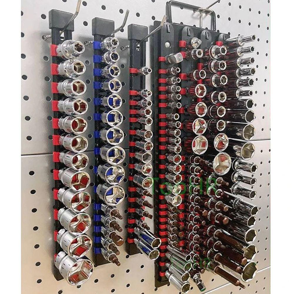 1Pcs 1/4" 3/8" 1/2" Socket Wrench Holder Rail Bracket Wall Holder Traight Socket Organizer Universal Plastic Drive Socket Holder