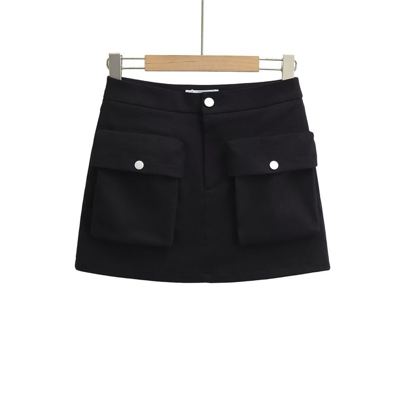 Summer New Women Clothes American Vintage Three-Dimensional Pocket High Waist A Word Anti-exposure Slimming Short Overalls Skirt