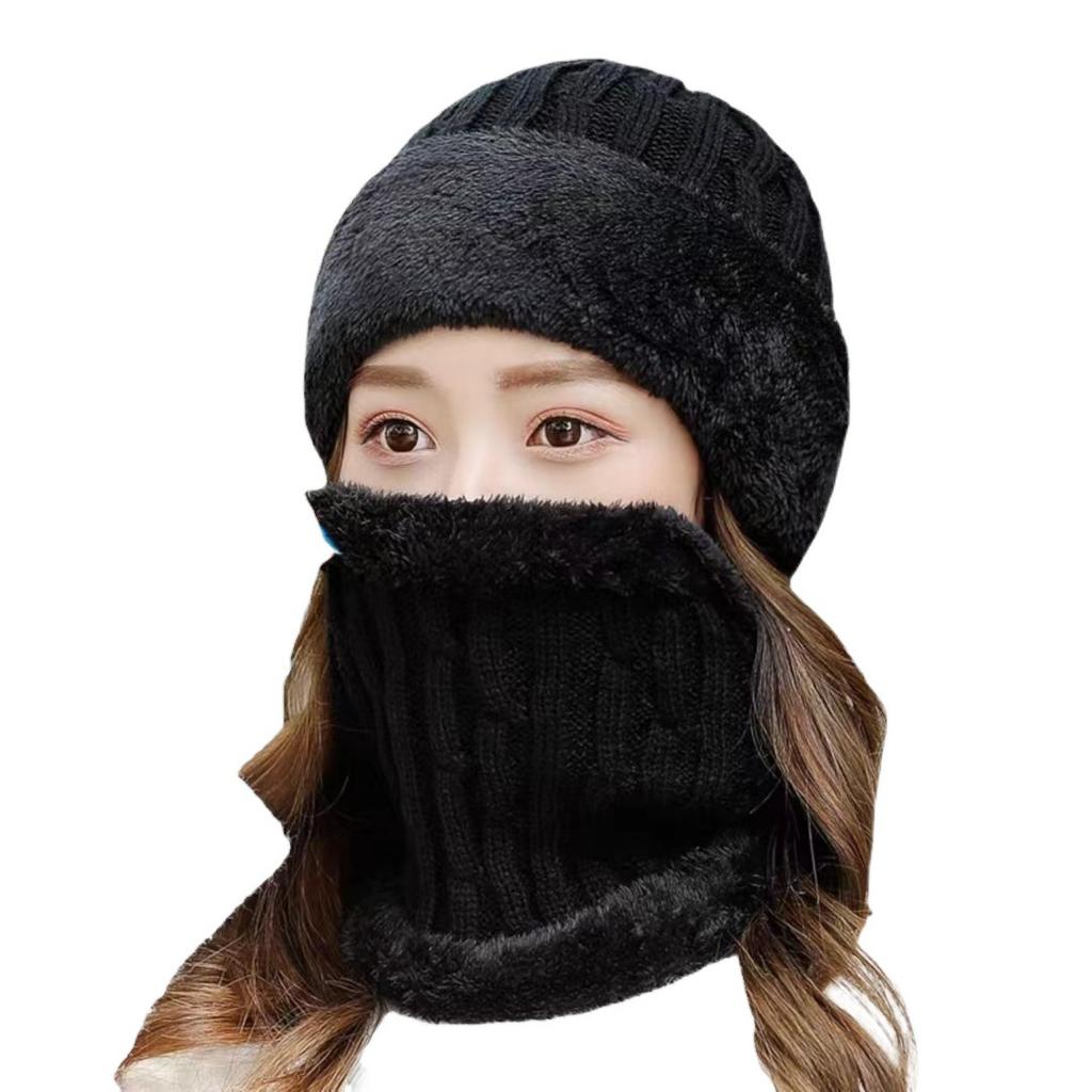 Warm Wool Hat Thickened and Velvet Knitted Hat for Autumn and Winter Travel Old Man Hat Family Warm Set