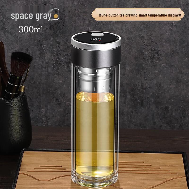 Magnetic Press Double-Layer Glass Tea Infuser Cup