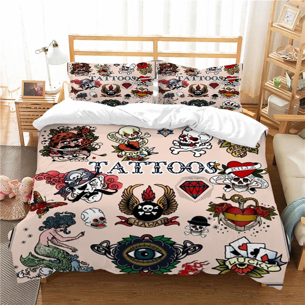 Home Bed Clothes 3D Skull Printing Duvet Cover Set Superior Bedding Cover Suit Single Double Size Bed Set Polyester Pillowcase