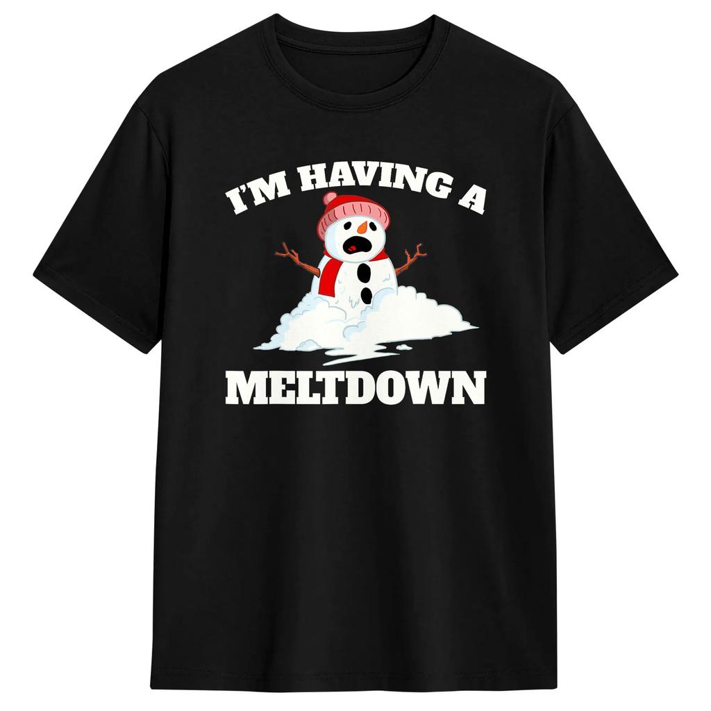 Im Fine Everything Is Fine Melting Snow Christmas In July T Shirt 100% Cotton Funny T-Shirt Round Neck Tees