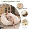 Sedia Sacco per Adulti, Sedia Lounge in Morbido Velluto a Coste, Confezionata Sottovuoto e Senza Montaggio, per Soggiorno, Camera da Letto, Balcone(beige)
