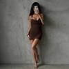 Europe and the United States hot-selling women's clothing new pure desire sexy low-cut backless pleated slim hip-wrapped dress women