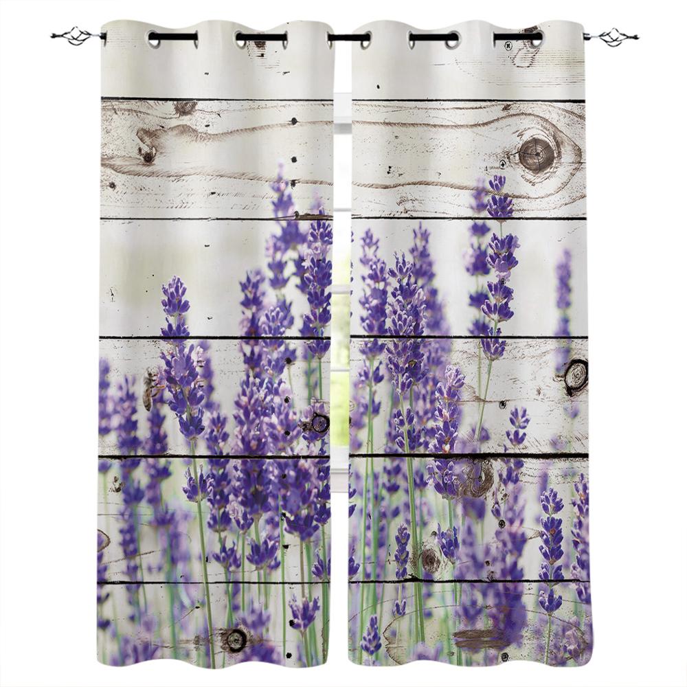 Bedroom Kitchen Curtains Lavender Plant Flowers Curtain Living Room Decoration Items Window Curtains for Living Room