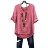 Women Shirt V-Neck Short Sleeve Loose Fit Tee Shirt Pure Color Summer Casual Blouse