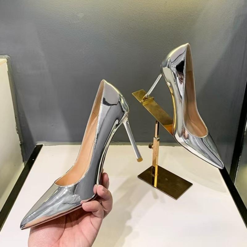 Spring New Ultra-high Heel Shoes Women Pointy Shallow Mouth Slip-on Anti-slip Wear-resistant Temperament Stiletto Heels