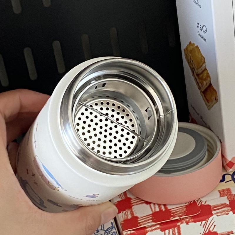 Pink Cute Kitten 316 Stainless Steel Thermos Cup, Star Portable Cartoon Cat Water Cup Random Cup Car Cup