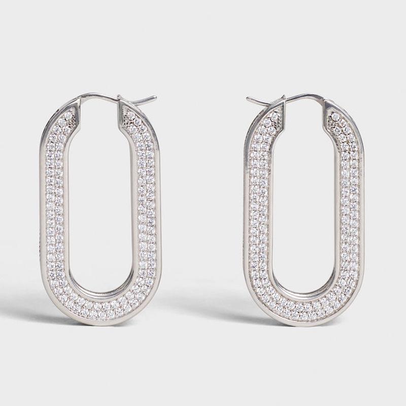 

Серьги-пусеты с бриллиантами в форме буквы U с гальваническим покрытием 18-каратным золотом для женщин - Элегантный и сверкающий дизайн Platinum: Brass + Electroplated 18K Gold