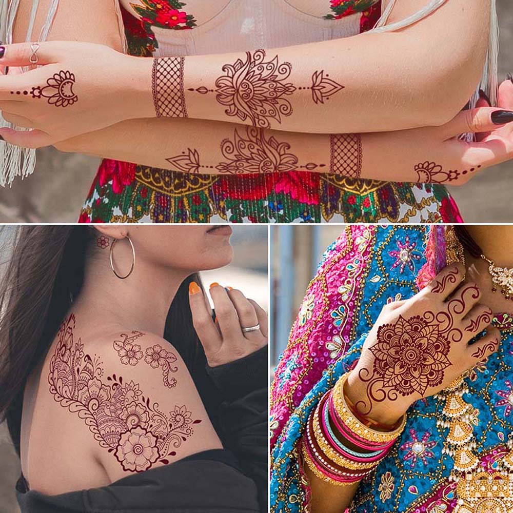 Red Mehndi Stickers Henna Tattoo Stickers Water Transfer Decals Red Henna Tattoo Decals  Girls
