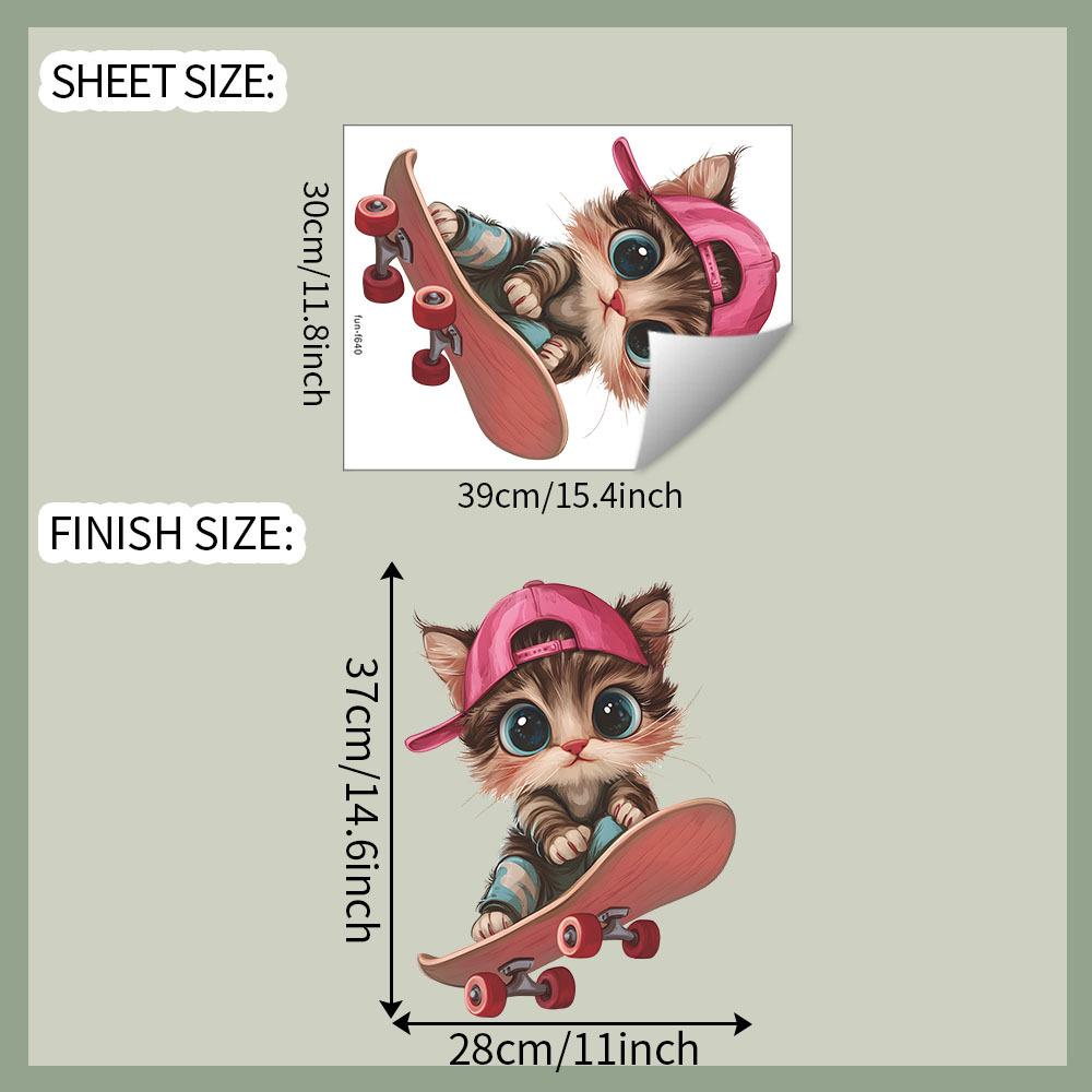 

Крутой котенок, играющий на скейтборде, Спальня, Гостиная, Дом, Фон для стены, Украшение и Декор, Наклейки на стену
