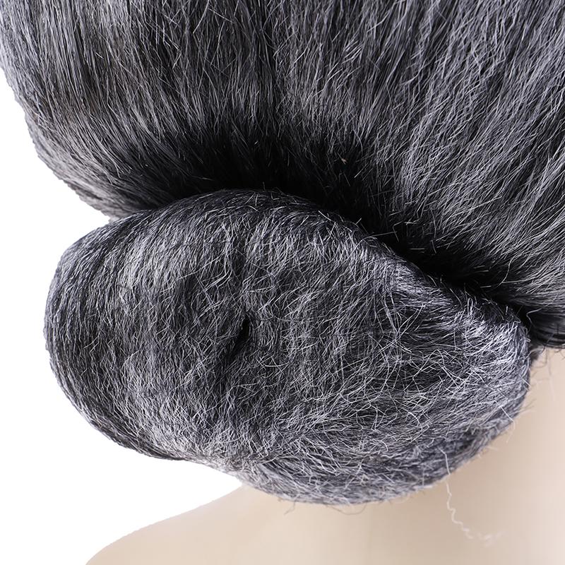 Old Lady Grandma Granny Grey Wig Bun Hair Grand Mother Fancy Dress Costume