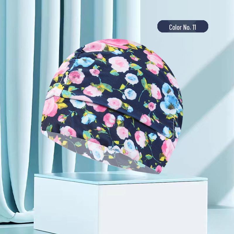 Dámská květinová plisovaná plavecká čepice nadměrné velikosti - Nepřiléhavý střih, Jednobarevná, Módní látkový design